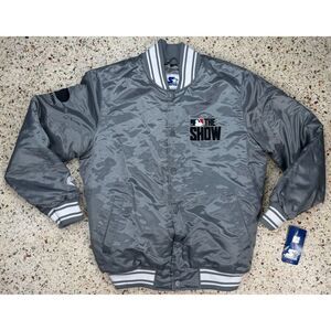 Starter G-III Vtg Rare‎ MLB The Show San Diego Studio Gray Satin Jacket Size L